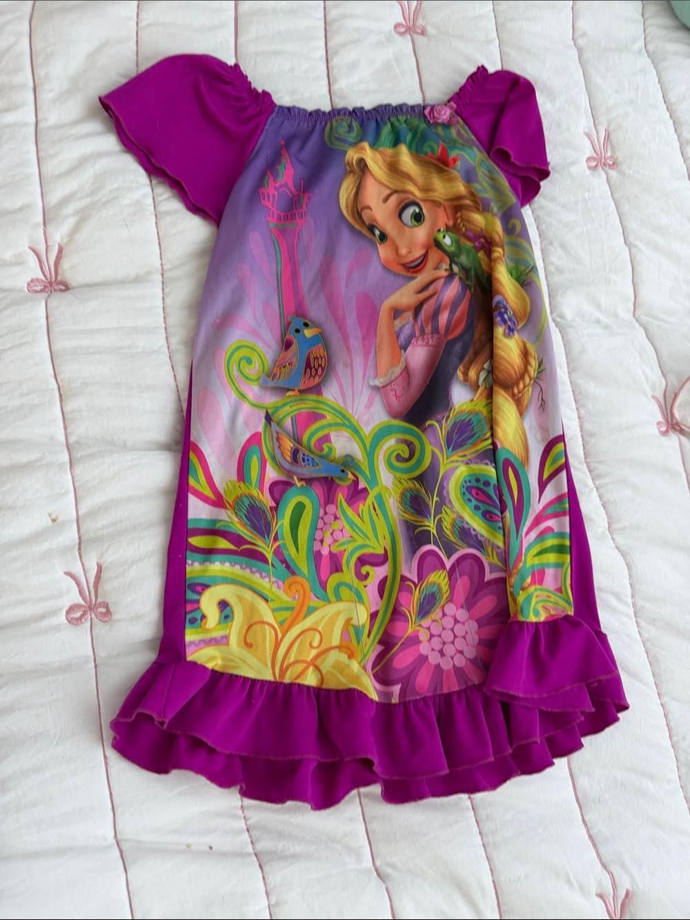 Disney Girls Magenta/Purple Sleep Top with Logo